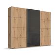 Beluga Extra Sliding Wardrobe - 271cm - 3 Door - Artisan Oak & Basalt Glass Front