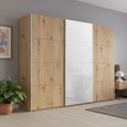 Beluga Extra Sliding Wardrobe - 271cm - 3 Door - Artisan Oak & White Glass Front