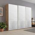 Beluga Extra Sliding Wardrobe - 271cm - 3 Door - Artisan Oak & White Glass