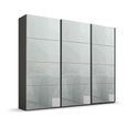 Beluga Extra Sliding Wardrobe - 271cm - 3 Door - Graphite & Silk Grey Glass