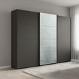 Beluga Extra Sliding Wardrobe - 271cm - 3 Door - Graphite & Silk Grey Glass Front