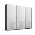 Beluga Extra Sliding Wardrobe - 271cm - 3 Door - Graphite & White Glass