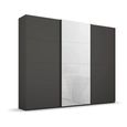 Beluga Extra Sliding Wardrobe - 271cm - 3 Door - Graphite & White Glass Front