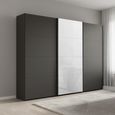 Beluga Extra Sliding Wardrobe - 271cm - 3 Door - Graphite & White Glass Front