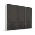 Beluga Extra Sliding Wardrobe - 271cm - 3 Door - Silk Grey & Basalt Glass