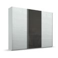 Beluga Extra Sliding Wardrobe - 271cm - 3 Door - Silk Grey & Basalt Glass Front