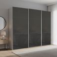 Beluga Extra Sliding Wardrobe - 271cm - 3 Door - Silk Grey & Basalt Glass