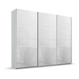 Beluga Extra Sliding Wardrobe - 271cm - 3 Door - Silk Grey & White Glass
