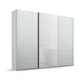 Beluga Extra Sliding Wardrobe - 271cm - 3 Door - Silk Grey & White Glass Front