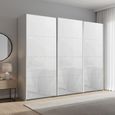 Beluga Extra Sliding Wardrobe - 271cm - 3 Door - Silk Grey & White Glass