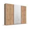 Beluga Extra Sliding Wardrobe - 271cm - 3 Door - White High Gloss & Artisan Oak Front