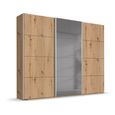 Rauch Beluga Extra 271cm 3 Door Sliding Wardrobe with Grey Mirror - Artisan Oak