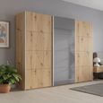 Rauch Beluga Extra 271cm 3 Door Sliding Wardrobe with Grey Mirror - Artisan Oak
