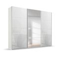 Beluga Extra Sliding Wardrobe - 271cm - 3 Door - Mirror - Alpine White & White Glass