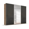 Beluga Extra Sliding Wardrobe - 271cm - 3 Door - Mirror - Artisan Oak & Basalt Glass