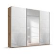Beluga Extra Sliding Wardrobe - 271cm - 3 Door - Mirror - Artisan Oak & White Glass
