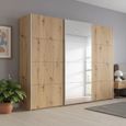 Beluga Extra Sliding Wardrobe - 271cm - 3 Door - Mirror - Artisan Oak