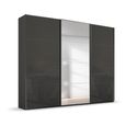 Beluga Extra Sliding Wardrobe - 271cm - 3 Door - Mirror - Graphite & Basalt Glass