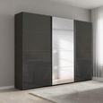 Beluga Extra Sliding Wardrobe - 271cm - 3 Door - Mirror - Graphite & Basalt Glass