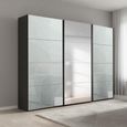 Beluga Extra Sliding Wardrobe - 271cm - 3 Door - Mirror - Graphite & Silk Grey Glass