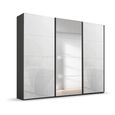 Beluga Extra Sliding Wardrobe - 271cm - 3 Door - Mirror - Graphite & White Glass