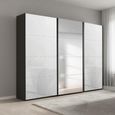 Beluga Extra Sliding Wardrobe - 271cm - 3 Door - Mirror - Graphite & White Glass