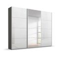 Beluga Extra Sliding Wardrobe - 271cm - 3 Door - Mirror - Graphite & White High Gloss