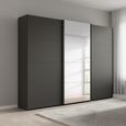 Beluga Extra Sliding Wardrobe - 271cm - 3 Door - Mirror - Graphite