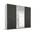 Beluga Extra Sliding Wardrobe - 271cm - 3 Door - Mirror - Silk Grey & Basalt Glass