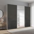 Beluga Extra Sliding Wardrobe - 271cm - 3 Door - Mirror - Silk Grey & Basalt Glass