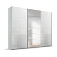Beluga Extra Sliding Wardrobe - 271cm - 3 Door - Mirror - Silk Grey & White Glass