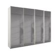 Beluga Extra Sliding Wardrobe - 271cm - 4 Door - Grey Mirrored - Alpine White