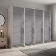 Beluga Extra Sliding Wardrobe - 271cm - 4 Door - Grey Mirrored - Alpine White