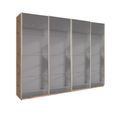 Beluga Extra Sliding Wardrobe - 271cm - 4 Door - Grey Mirrored - Artisan Oak