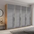 Beluga Extra Sliding Wardrobe - 271cm - 4 Door - Grey Mirrored - Artisan Oak