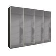 Beluga Extra Sliding Wardrobe - 271cm - 4 Door - Grey Mirrored - Graphite