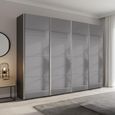 Beluga Extra Sliding Wardrobe - 271cm - 4 Door - Grey Mirrored - Graphite