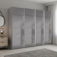 Beluga Extra Sliding Wardrobe - 271cm - 4 Door - Grey Mirrored - Silk Grey