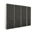 Beluga Extra Sliding Wardrobe - 271cm - 4 Door - Alpine White & Basalt Glass