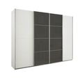 Beluga Extra Sliding Wardrobe - 271cm - 4 Door - Alpine White & Basalt Glass Front