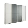 Beluga Extra Sliding Wardrobe - 271cm - 4 Door - Alpine White & Silk Grey Glass Front
