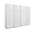 Beluga Extra Sliding Wardrobe - 271cm - 4 Door - Alpine White & White Glass