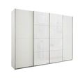 Beluga Extra Sliding Wardrobe - 271cm - 4 Door - Alpine White & White Glass Front
