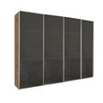 Beluga Extra Sliding Wardrobe - 271cm - 4 Door - Artisan Oak & Basalt Glass