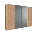 Beluga Extra Sliding Wardrobe - 271cm - 4 Door - Artisan Oak & Silk Grey Glass Front