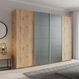 Beluga Extra Sliding Wardrobe - 271cm - 4 Door - Artisan Oak & Silk Grey Glass Front