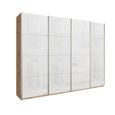 Beluga Extra Sliding Wardrobe - 271cm - 4 Door - Artisan Oak & White Glass