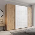Beluga Extra Sliding Wardrobe - 271cm - 4 Door - Artisan Oak & White Glass Front