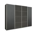Beluga Extra Sliding Wardrobe - 271cm - 4 Door - Graphite & Basalt Glass Front