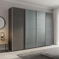 Beluga Extra Sliding Wardrobe - 271cm - 4 Door - Graphite & Silk Grey Glass Front